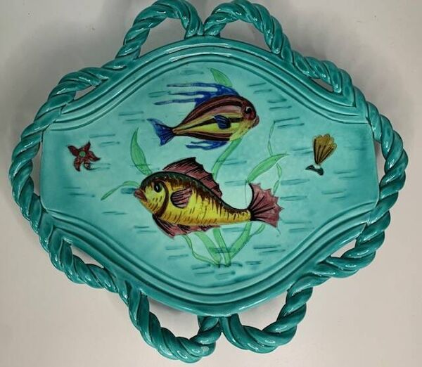 Grand plat coupe céramique Monaco Cerart  poissons