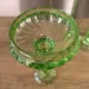 Pair of large Art Deco candlesticks / candle holders in moulded pressed glass.