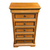 Vintage Louis Philippe chest of drawers with 5 wooden drawers from the 1970s.