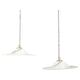 Pair of 1970s Italian Murano Opaline Glass and Brass Pendant Lights