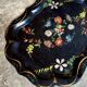 Mâché paper plateau painted and inlaid with mother-of-pearl, Napoléon III period.