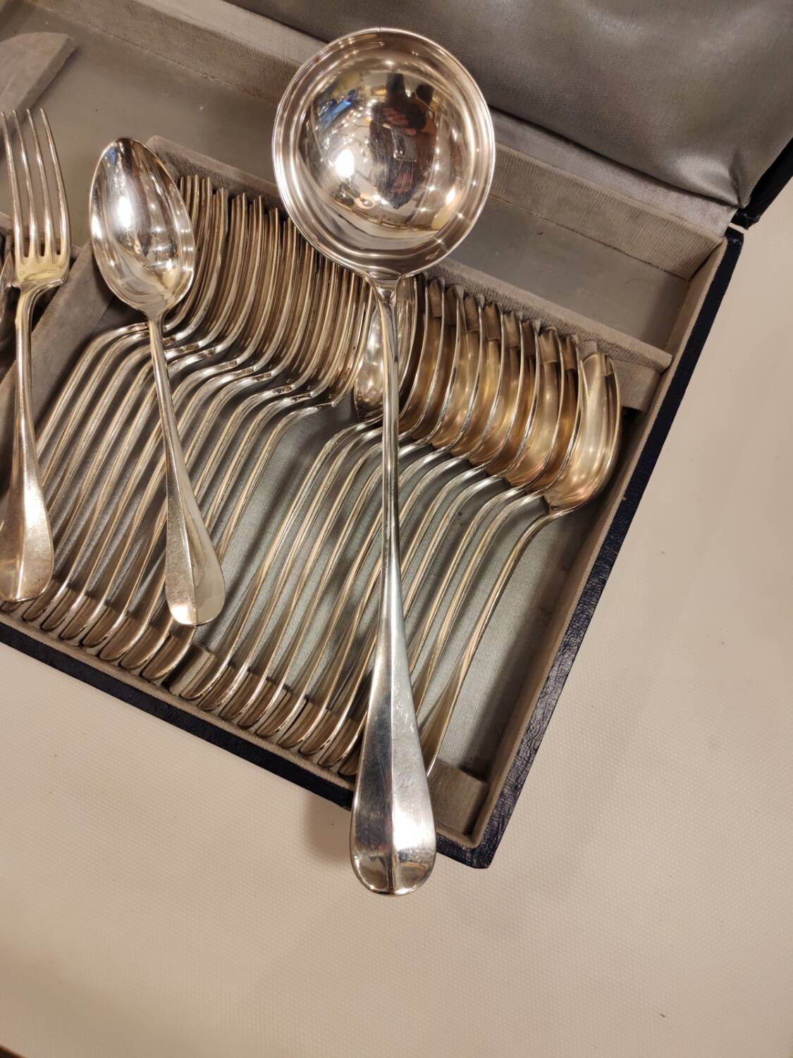 Cutlery set in silver plated metal, silver, 37 pieces.