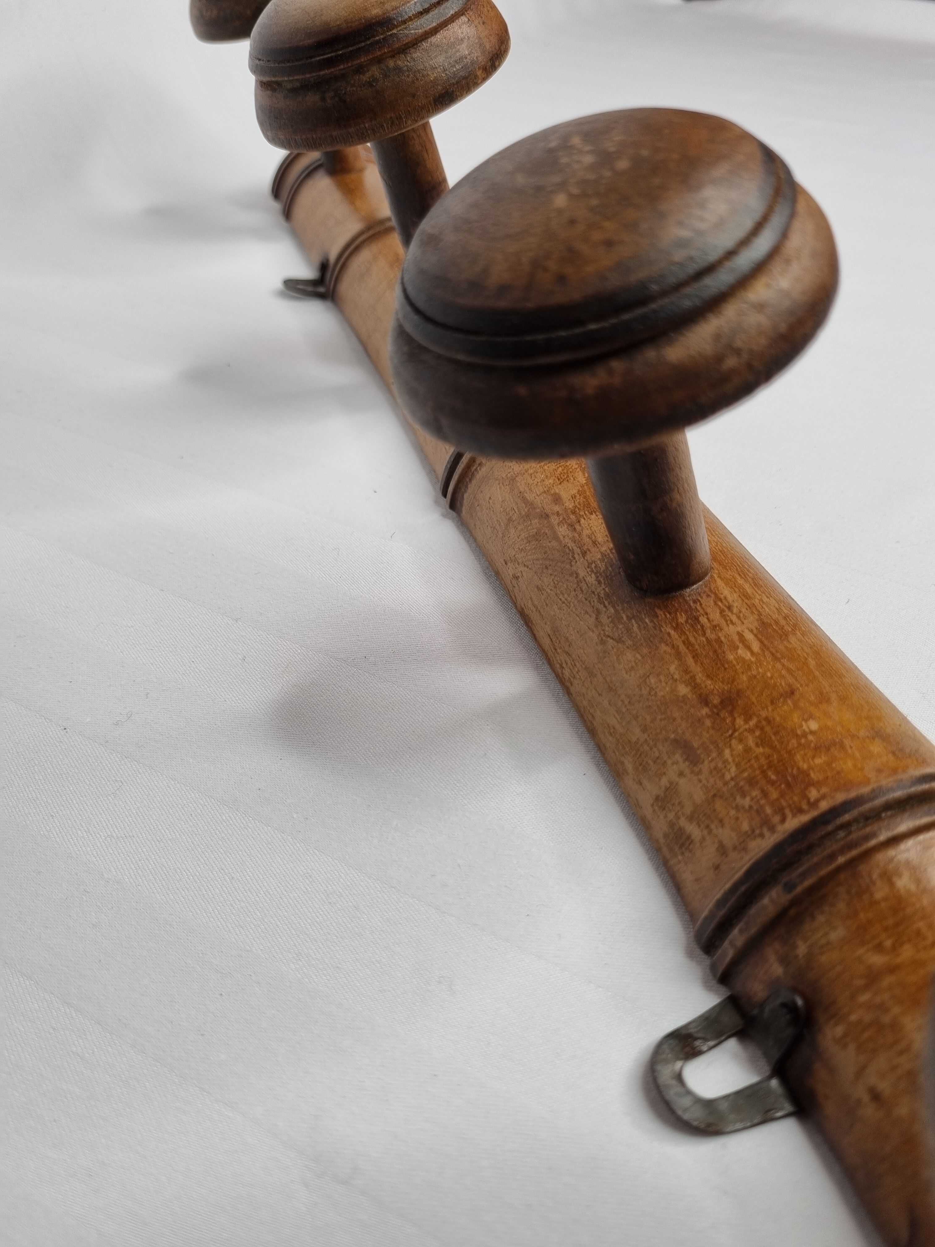 Wooden coat rack turned in imitation of bamboo, 4 hooks, 50 cm