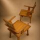 Paire fauteuils brutaliste chêne France Circa 1950