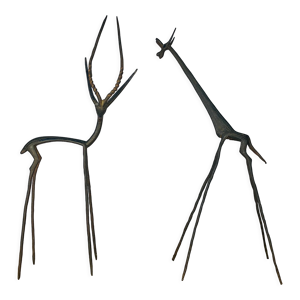 Duo gazelle et girafe en laiton