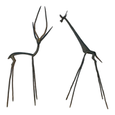 Duo gazelle and giraffe in brass 60 cm XXL vintage