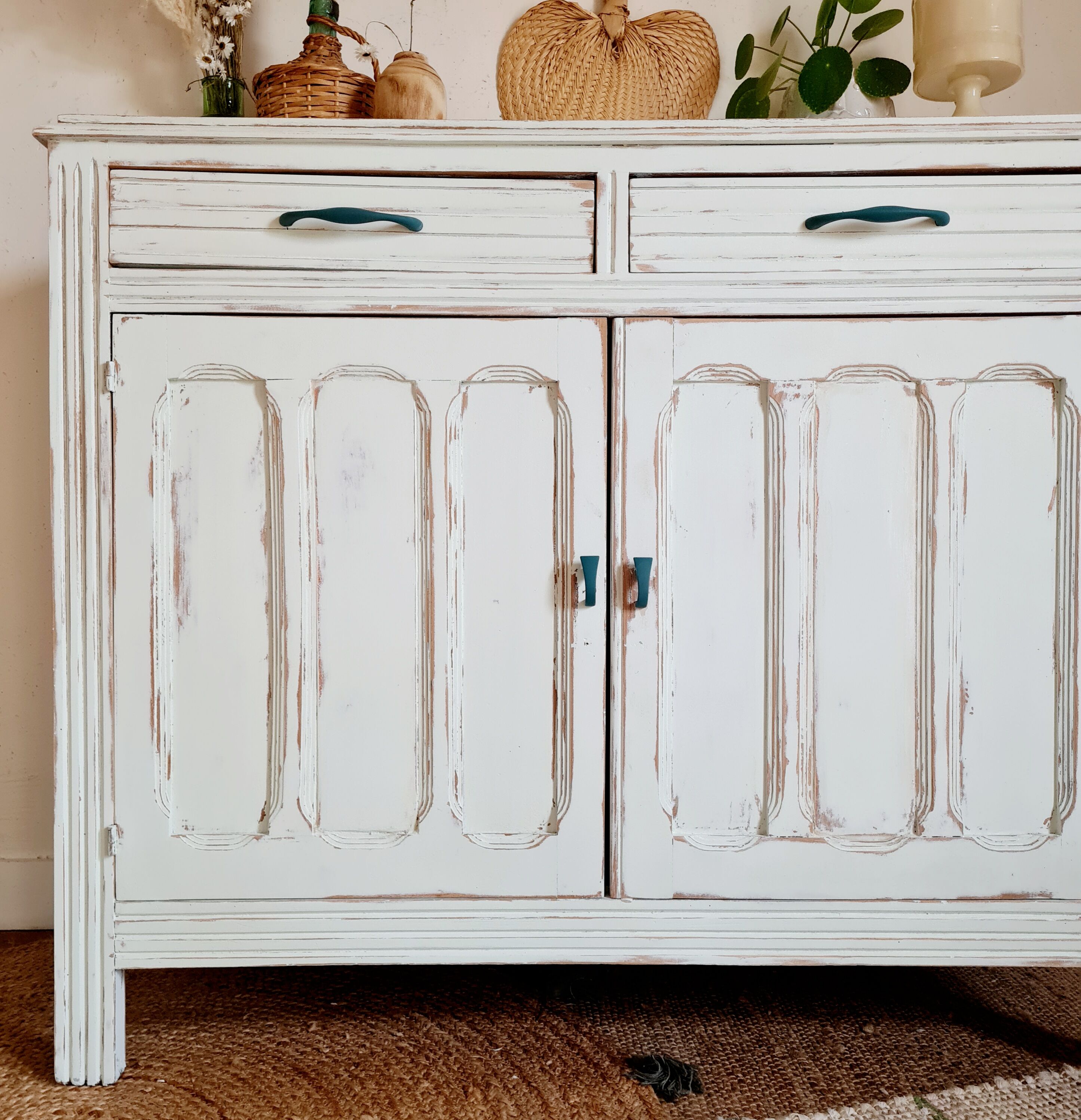 Parisian sideboard doors renovated pale green