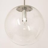 clear glass ball pendant chrome Limburg, Germany, 1970s