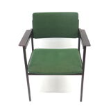Fauteuil vintage vert avec cadre métallique fabriqué dans les années 60