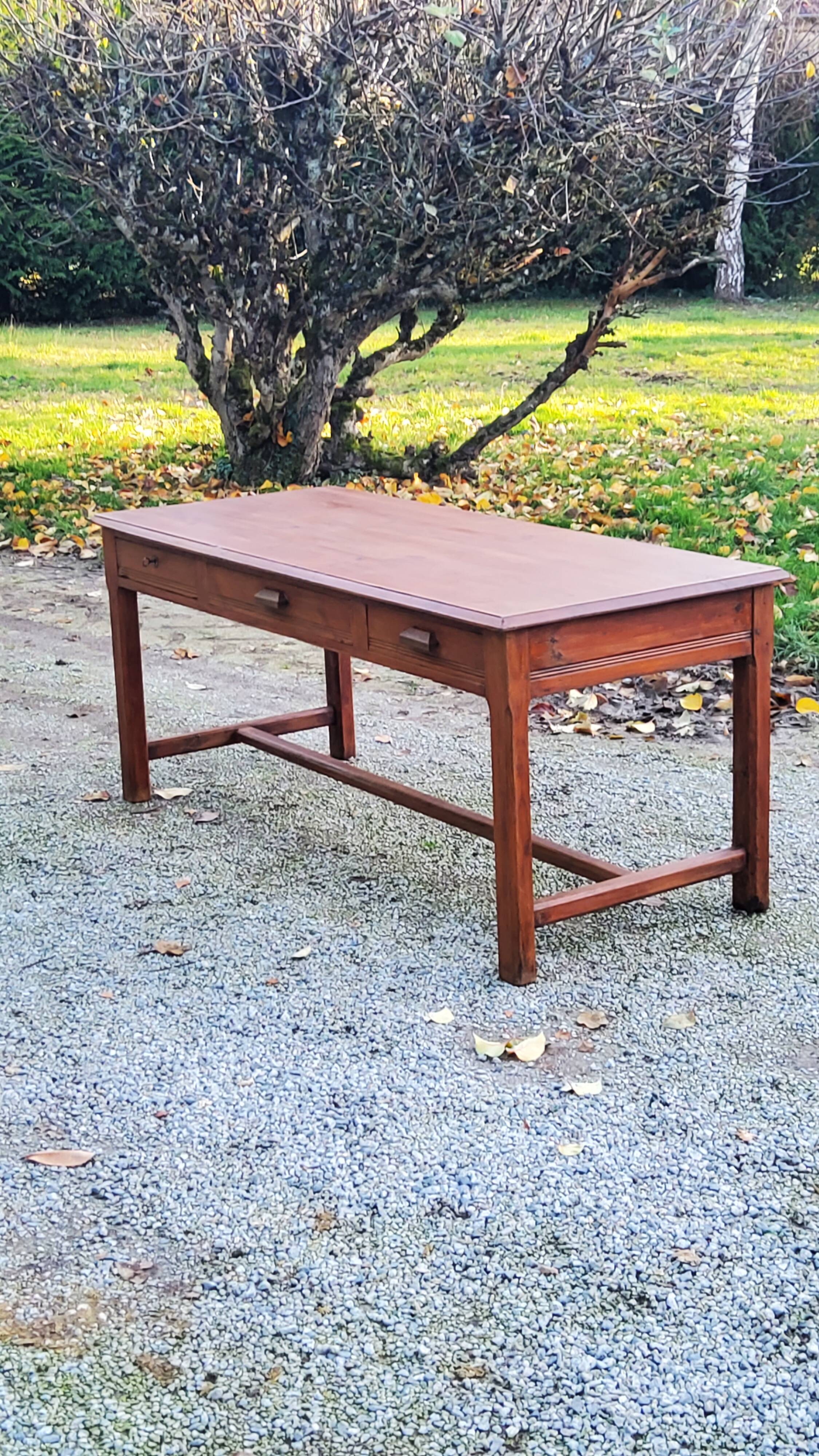 Farm table early 20th century 3 spacer drawers 180cm