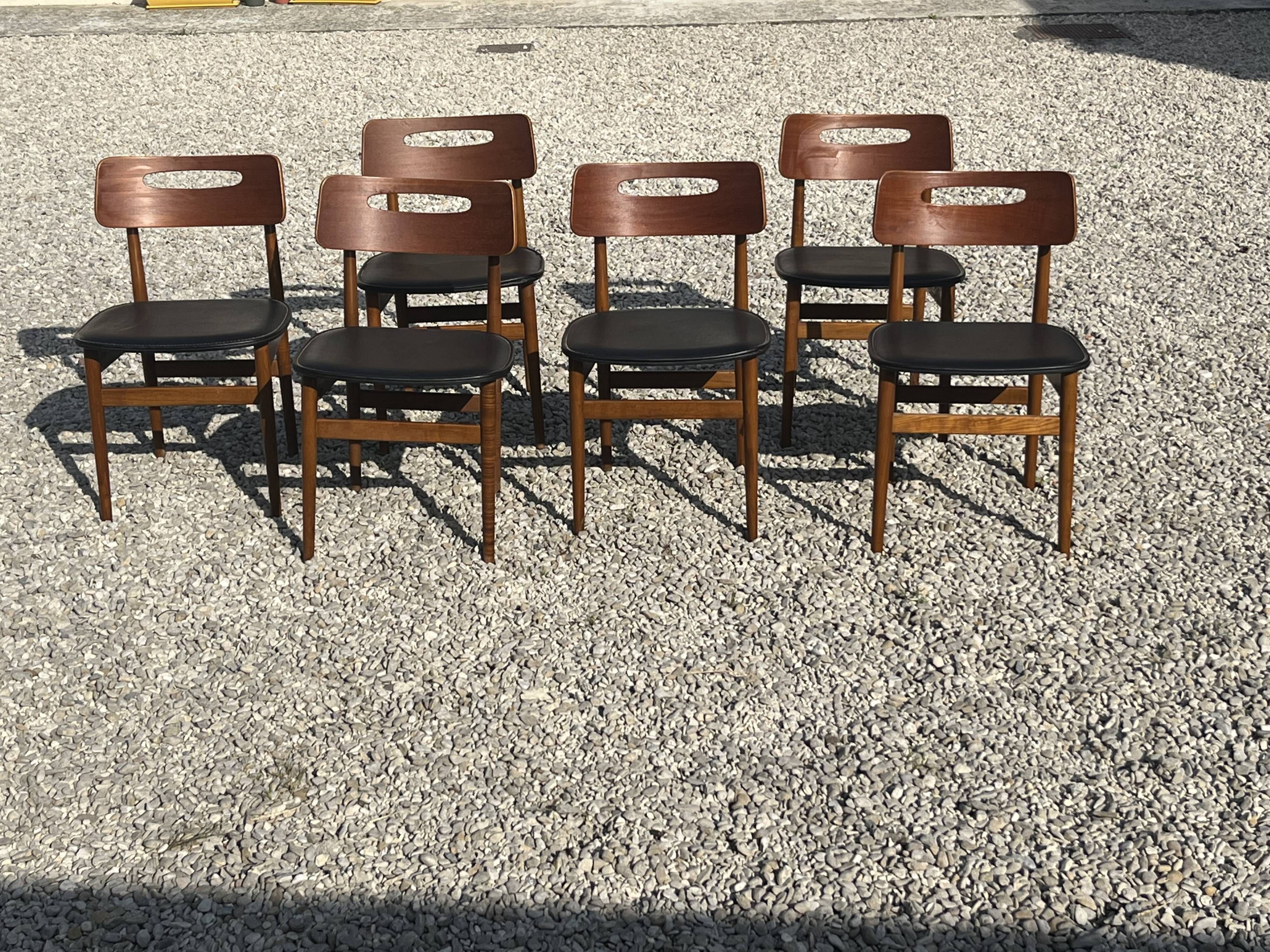 Set de 6 chaises scandinave en teck