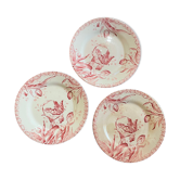 3 assiettes Terre de Fer Gien modèle « Tulipes »