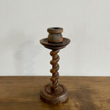 Twisted wooden candle holder