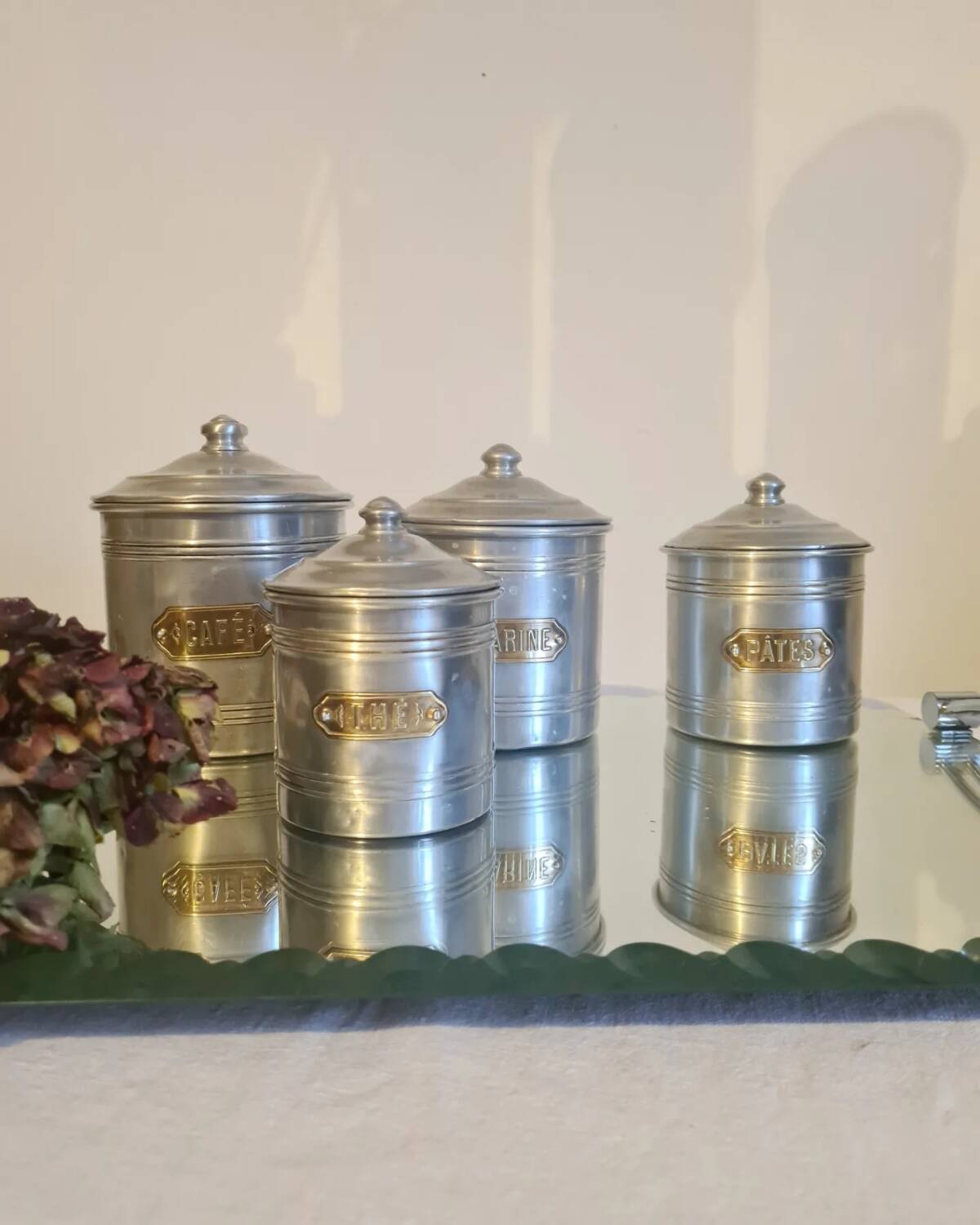 Aluminum and brass spice jars