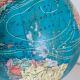Vintage globe 1976 terrestrial Taride glass marble world map - 30 cm