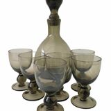 6 verres et carafe en verre soufflé 1960