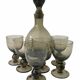 6 blown glass glasses and carafe 1960