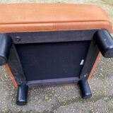 Scandinavian pouf design in brown leather, made in Switzerland by De Sede.