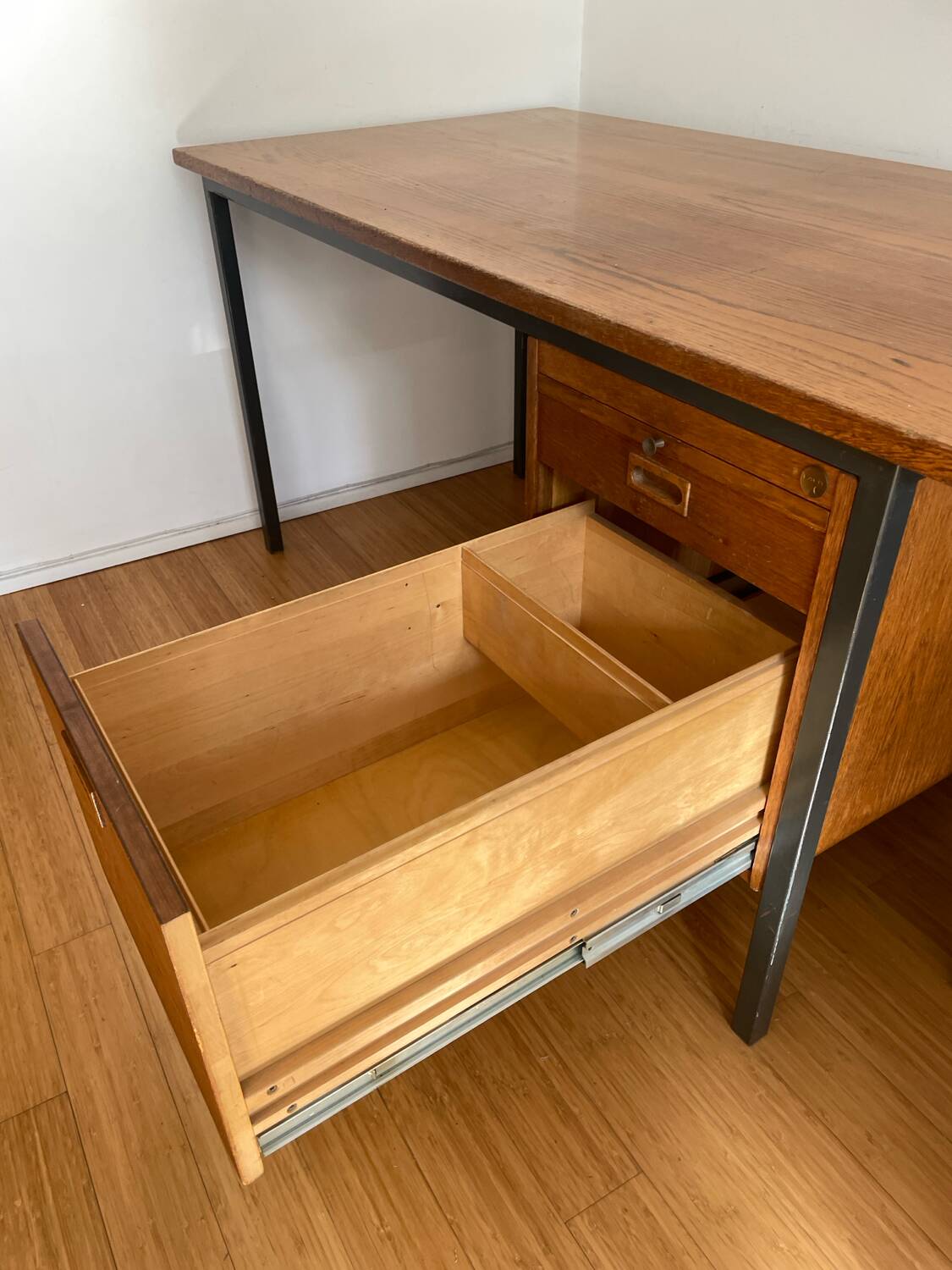 Teak and steel desk