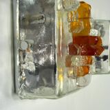 Poliarte, rare pair of wall lamps in cut murano glass. Italy 1970s