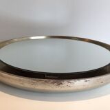 Silver mirror in curved wood 66.5 x 66.5 cm