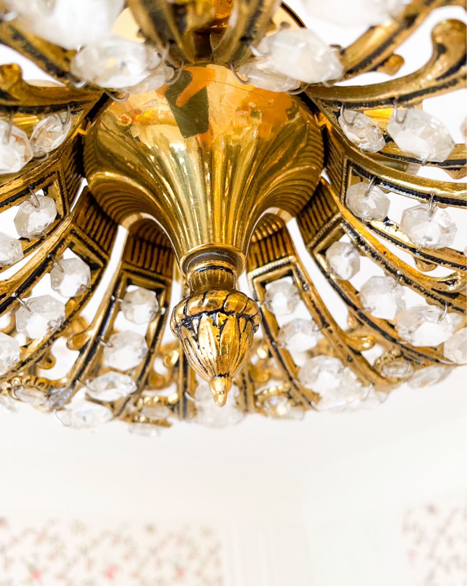 Vintage Palwa suspension in solid brass and crystal.