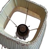 Lampada da Tavolo Vintage in Ceramica dipinta a mano e Velluto Bordeaux