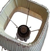 Lampada da Tavolo Vintage in Ceramica dipinta a mano e Velluto Bordeaux