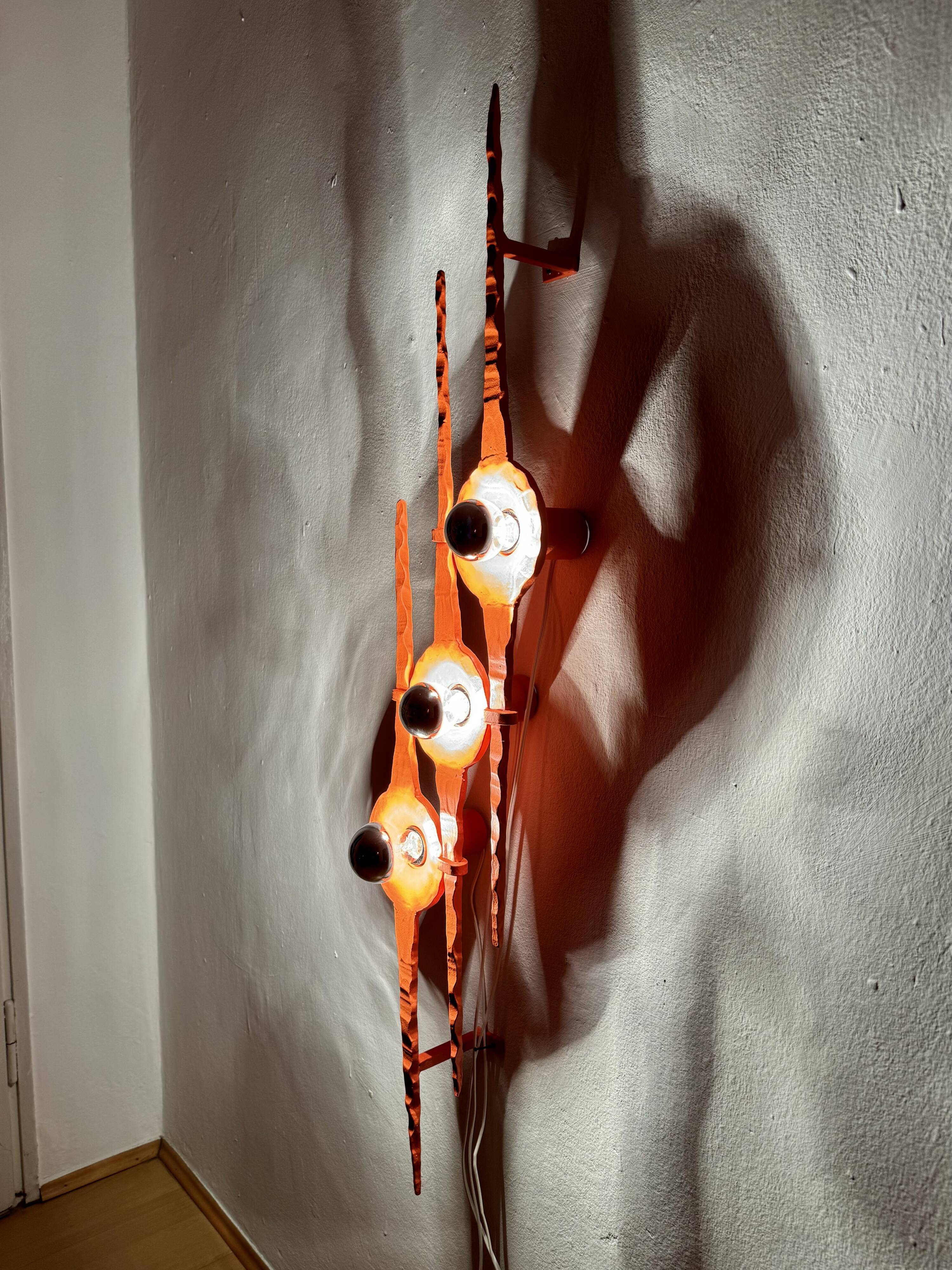 XL Brutalist Wall Lamp or Iron Sculpture