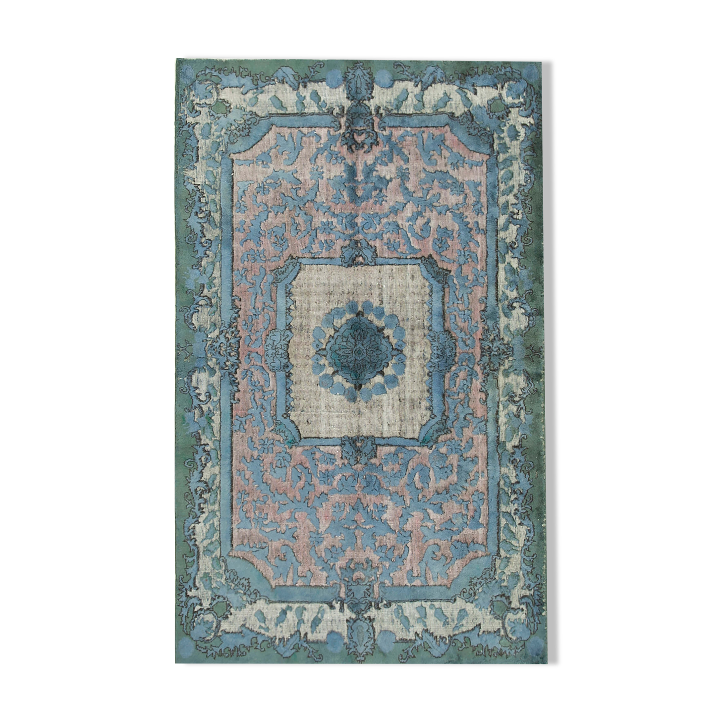 Hand-knotted vintage turkish 1980s 157 cm x 251 cm blue rug