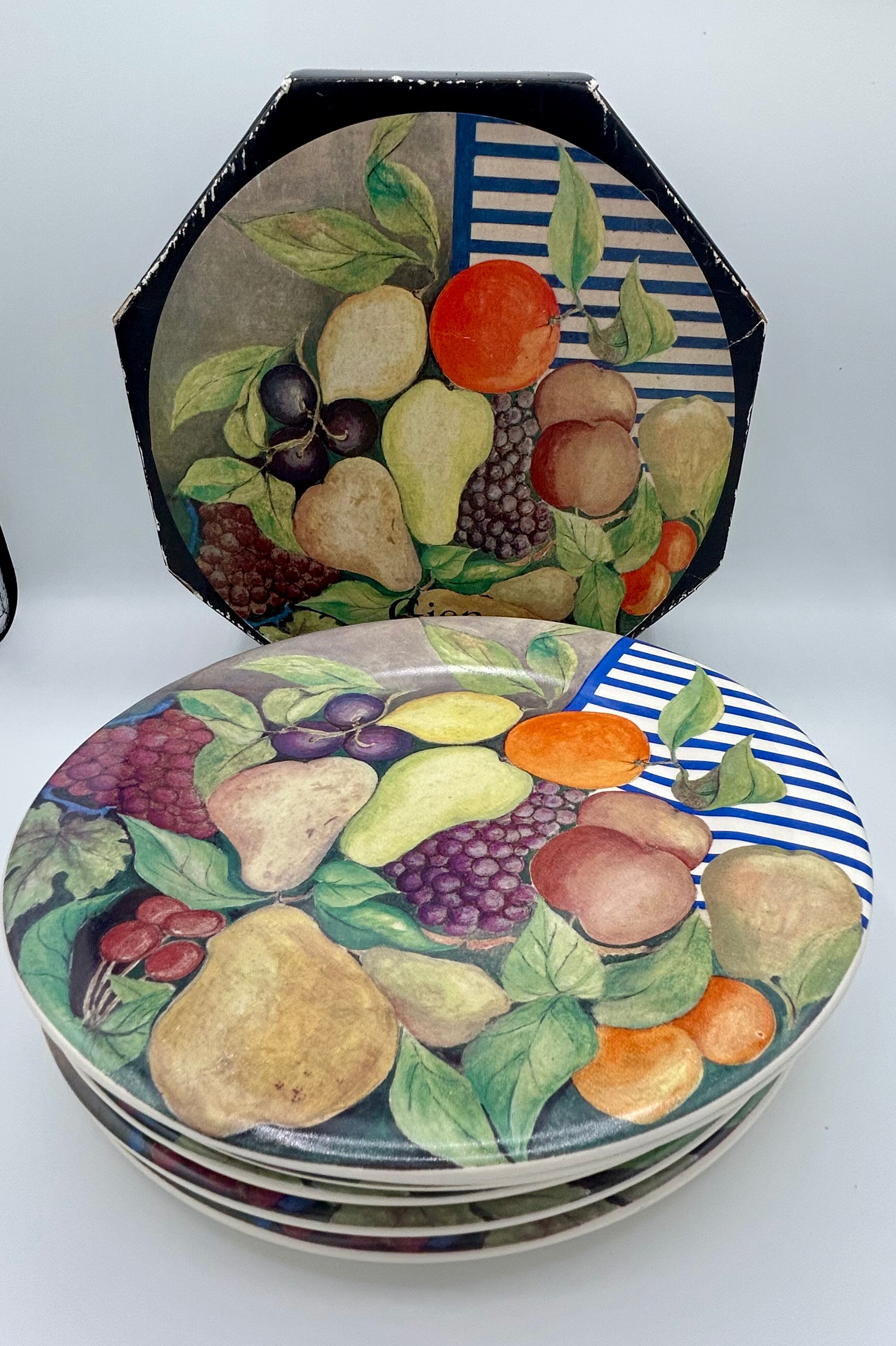 Set of 6 Gien plates “La Ronde des Fruits” – 22 cm – Original box