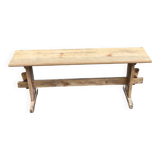 Renovated vintage farmhouse bench in raw solid wood