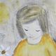 Edith Ferullo, Girl with Yellow Dress, Acrylic on Wood, 1960s