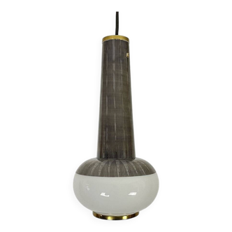 Mid-Century Ceiling Lamp in Etched Glass