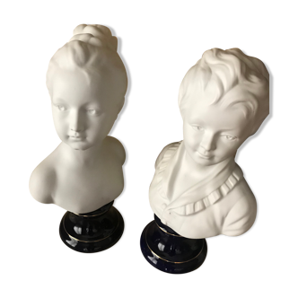 Porcelain Biscuit Busts by Tharaud Limoges