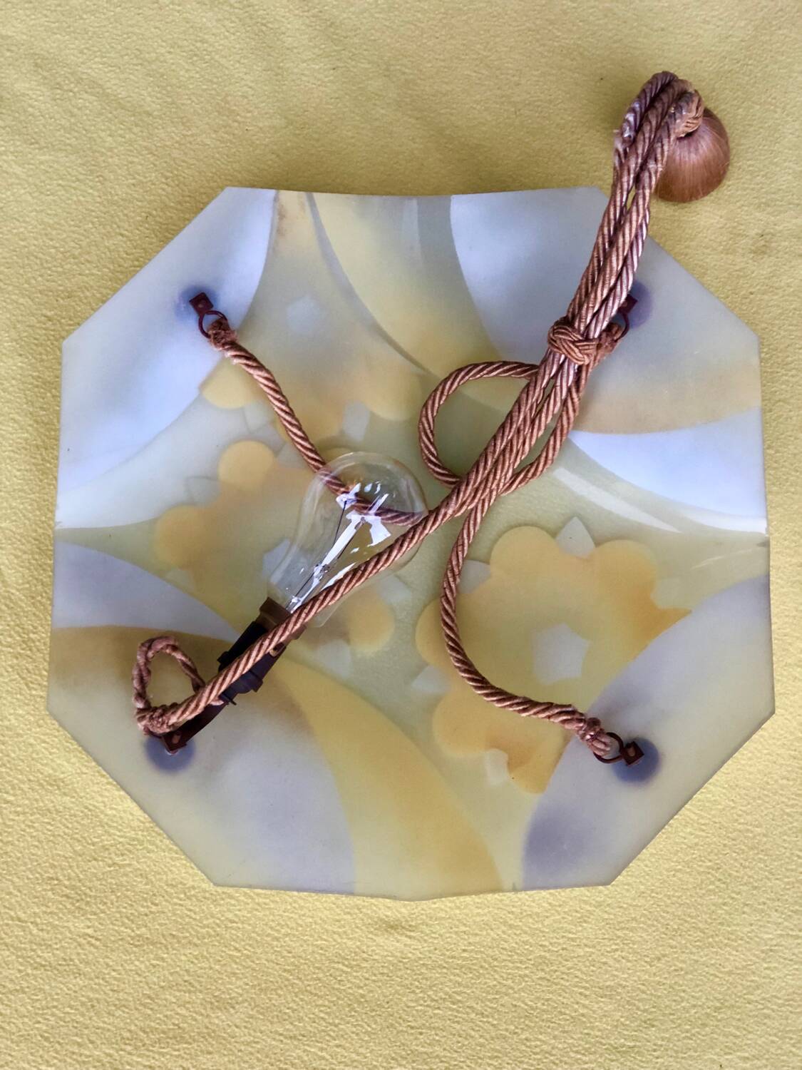 VINTAGE CHANDELIER/SUSPENSION 1940 YELLOW FLOWERS