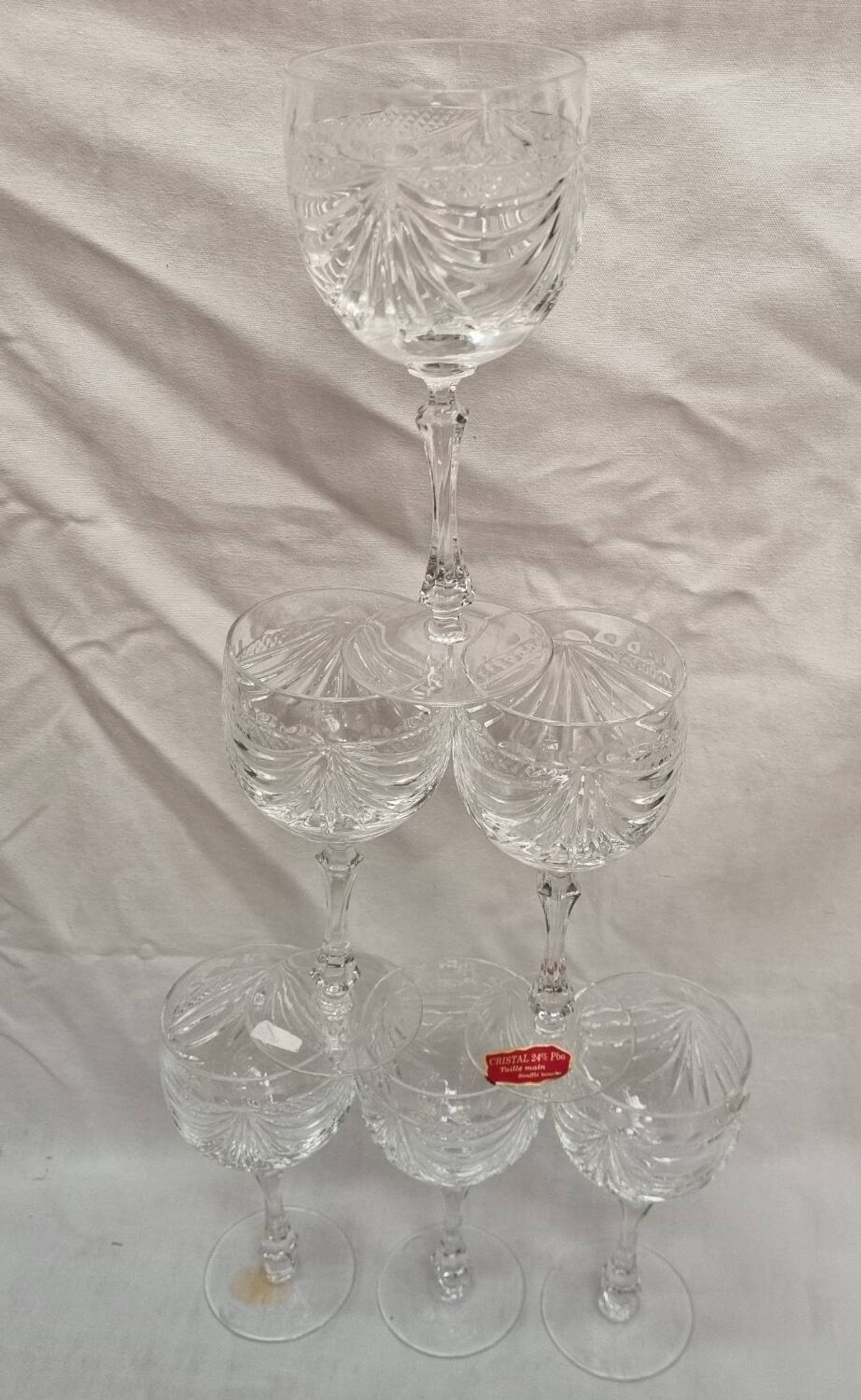 6 verres cristal St Louis, modèle Gérard