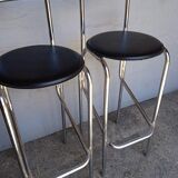 2 bar top stools metal chrome design 1980