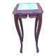 Curved leg wooden stand with a marble top.
