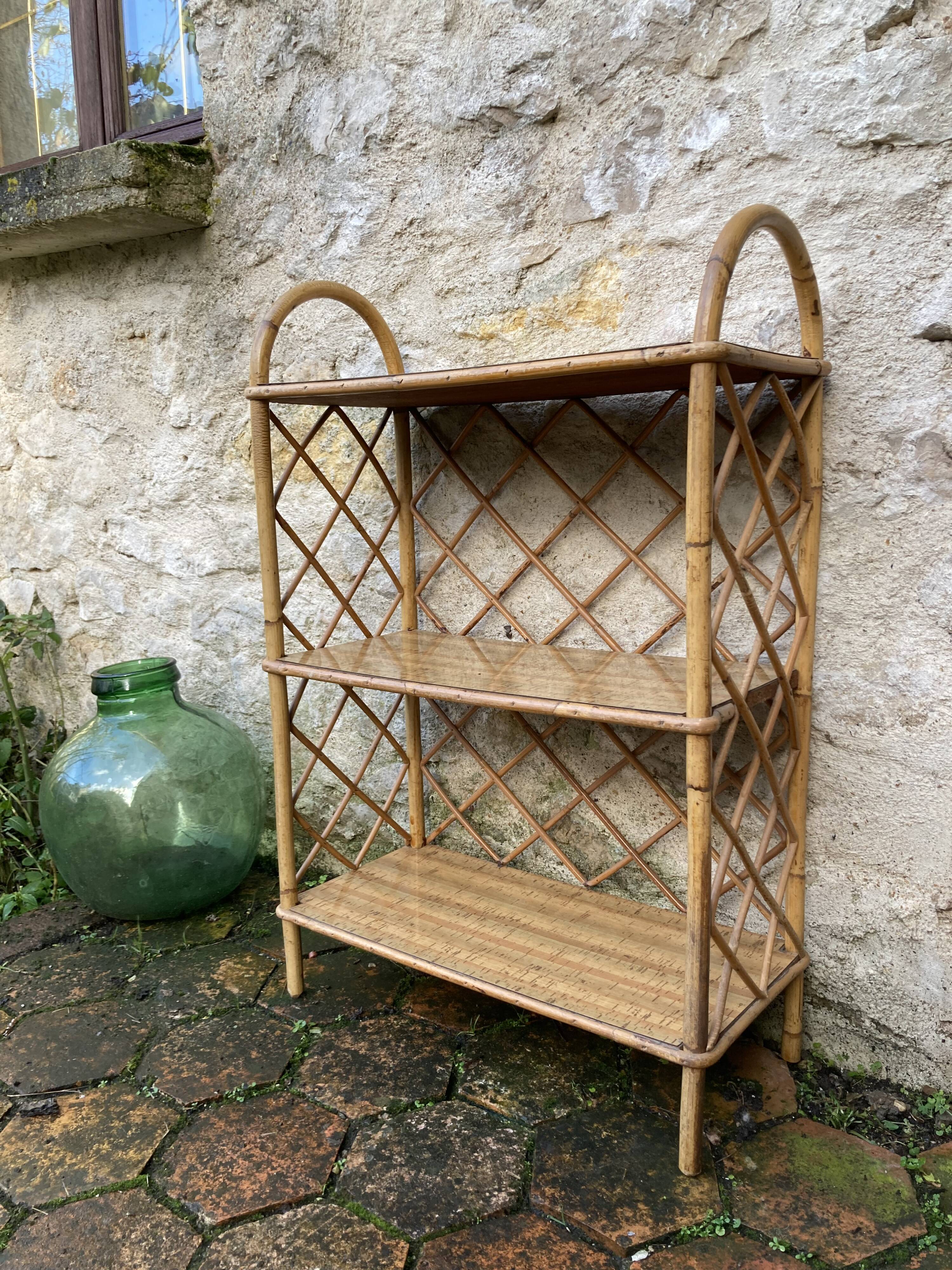 Vintage rattan shelf