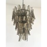 Smoked Fumé Murano Glass “Rondini” Cascade Chandelier, Modern Venetian Design