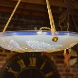 Art deco printed opalescent glass suspension decorated with butterflies