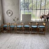 Set of 6 oak chairs with armrests Ate Van Apeldoorn