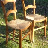 2 Solid wood straw chairs