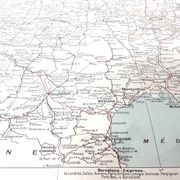 Old map of France in 1950, 43x43cm.
