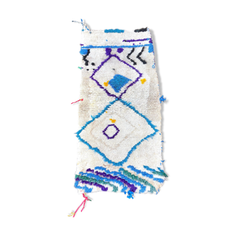 Vintage Azilal vintage wool and handmade cotton rug 75x160 cm