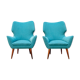 Paire de fauteuils avec structure en bois et rembourrage recouvert de tissu italien des années 50