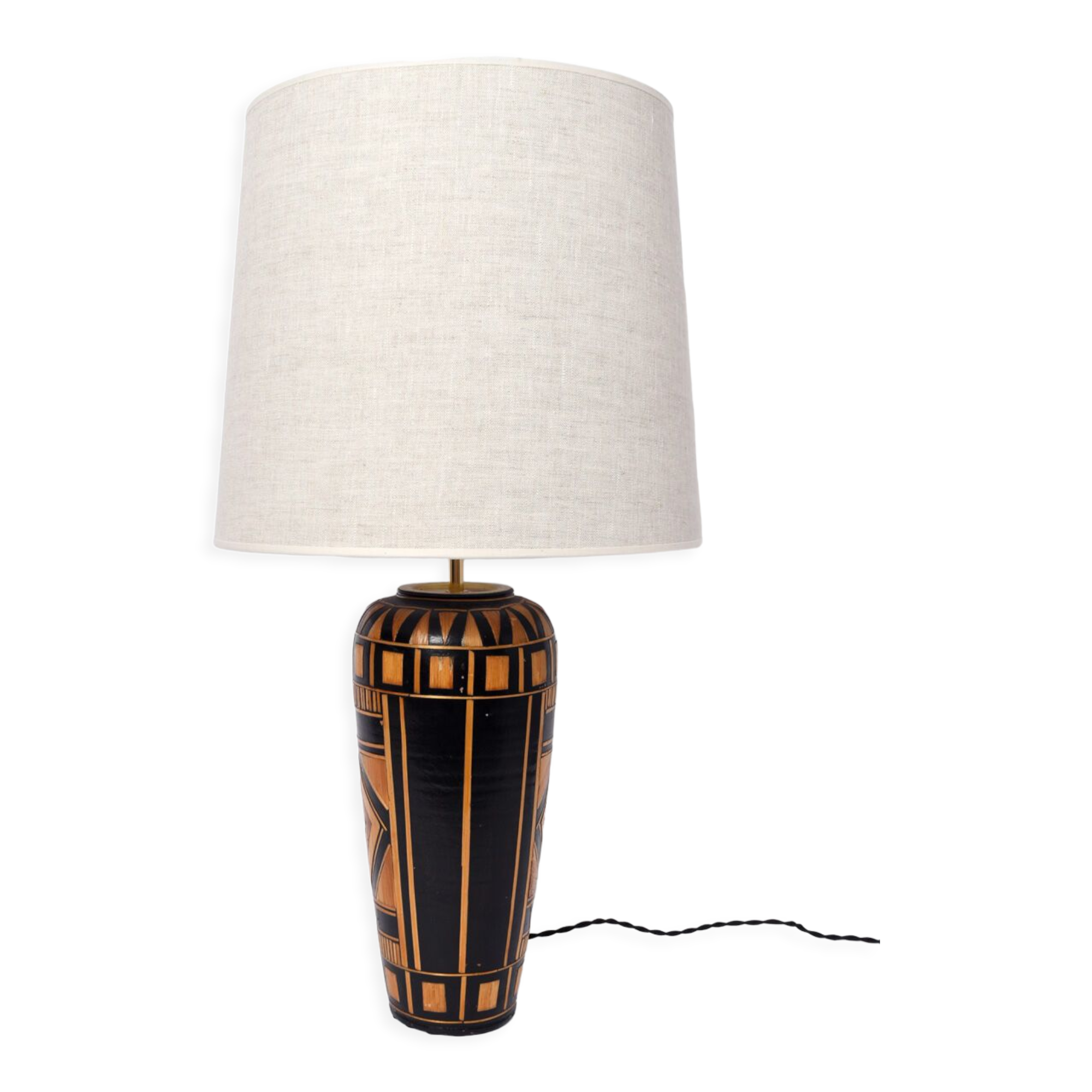 Straw marquetry lamp, 1920s.