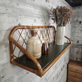 Vintage rattan wall shelf