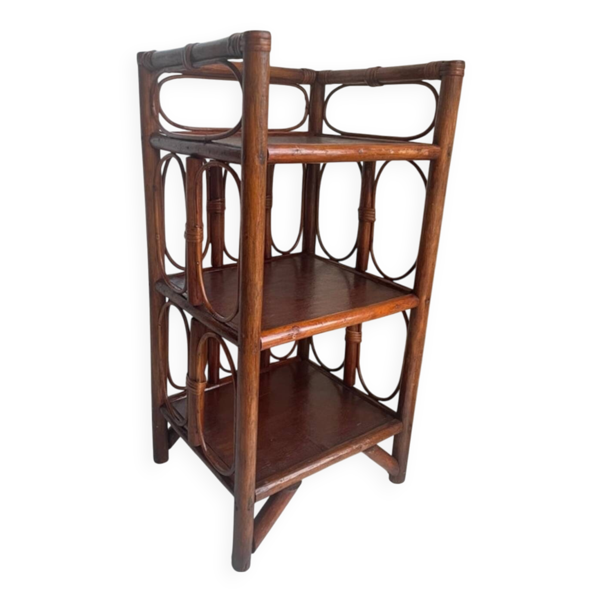 Rattan shelf on legs, 1970s